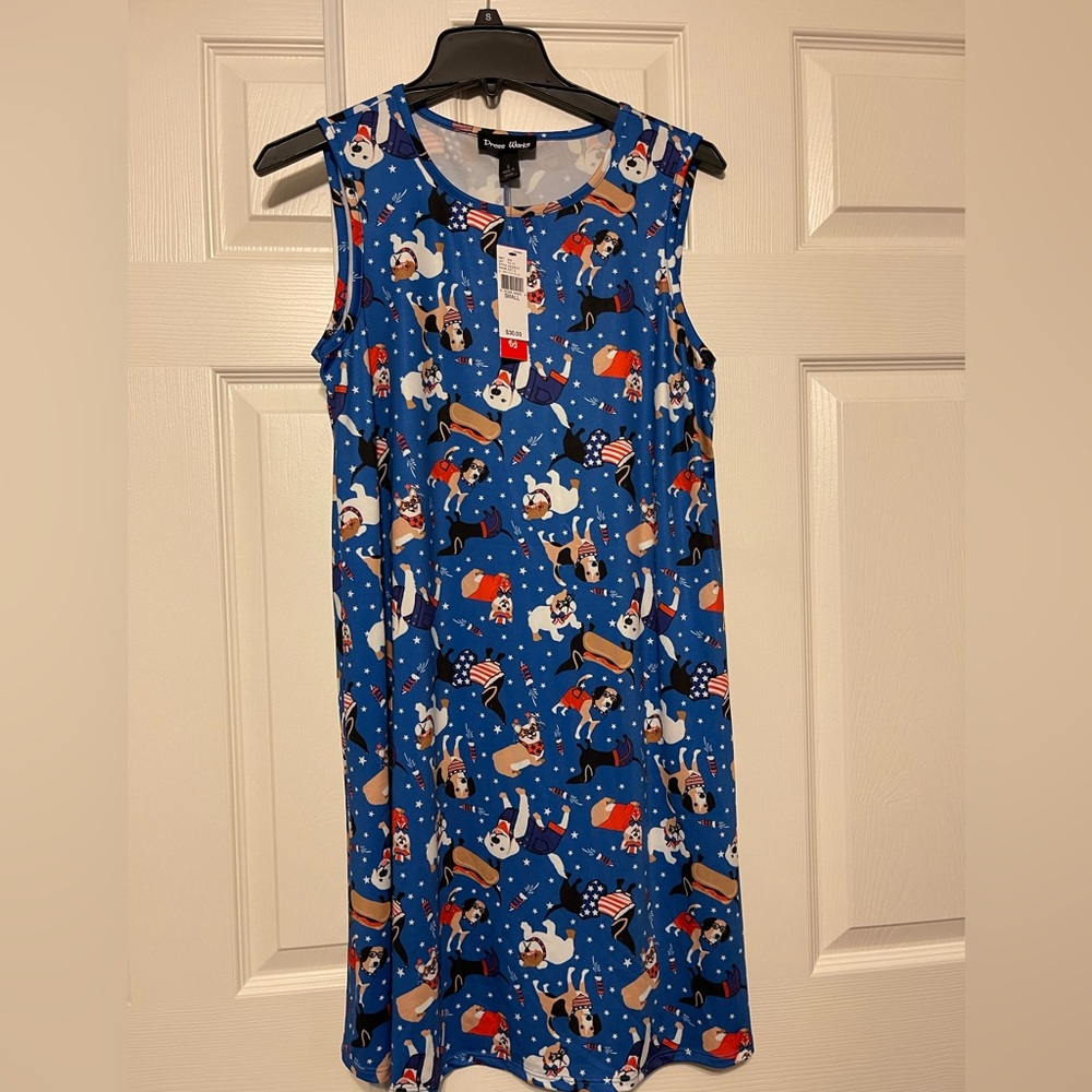 BRAND NEW. Super cute patriotic dog dress. Size S